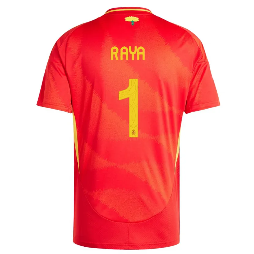 Danxen Donna Maglia Spagna David Raya #1 Rosso Kit Gara Home 24-26 Maglietta