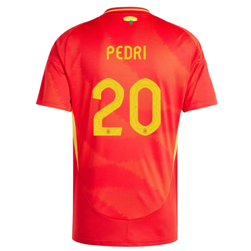 Danxen Donna Maglia Spagna Pedri #20 Rosso Kit Gara Home 24-26 Maglietta