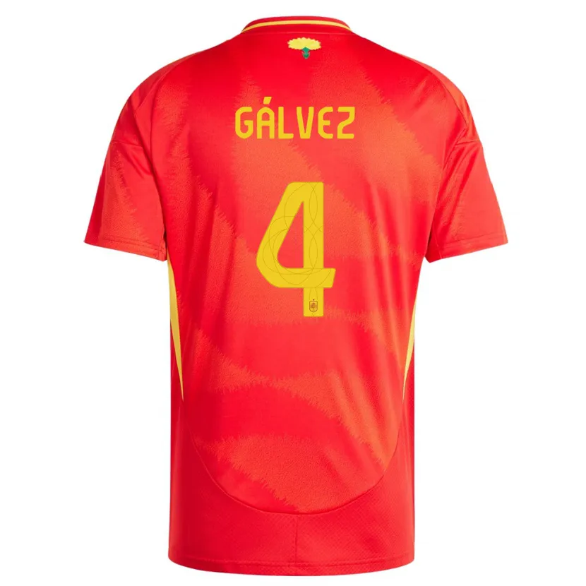 Danxen Donna Maglia Spagna Rocio Galvez #4 Rosso Kit Gara Home 24-26 Maglietta