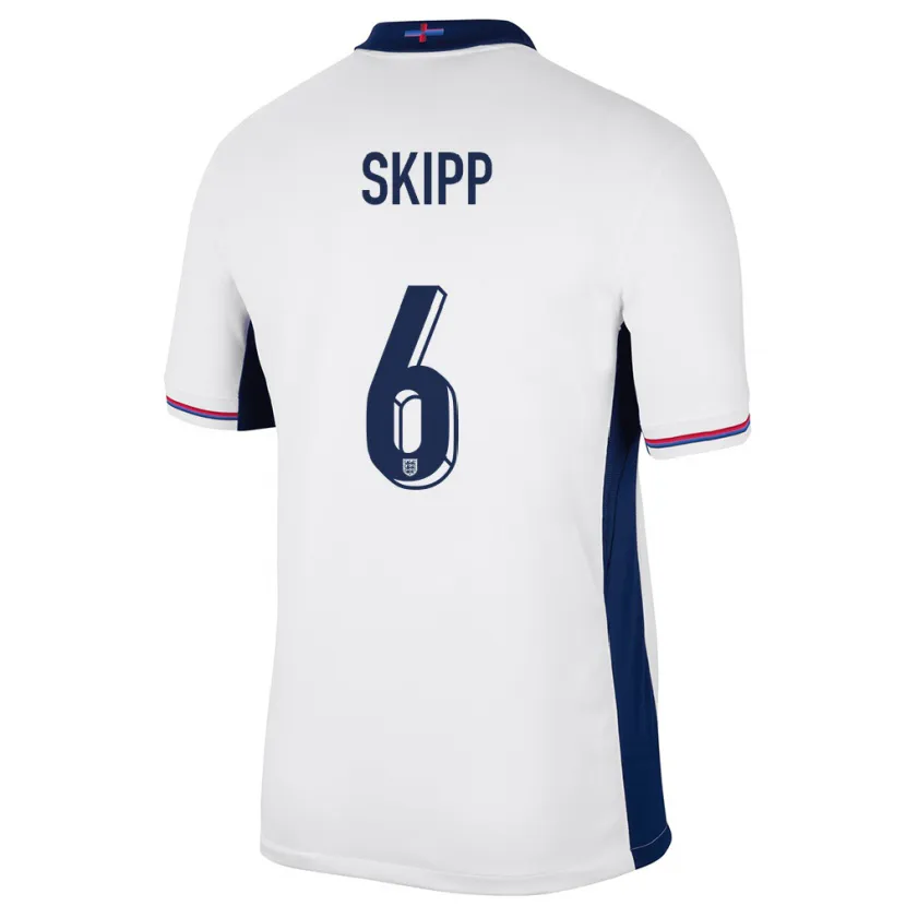 Danxen Donna Maglia Inghilterra Oliver Skipp #6 Bianco Kit Gara Home 24-26 Maglietta