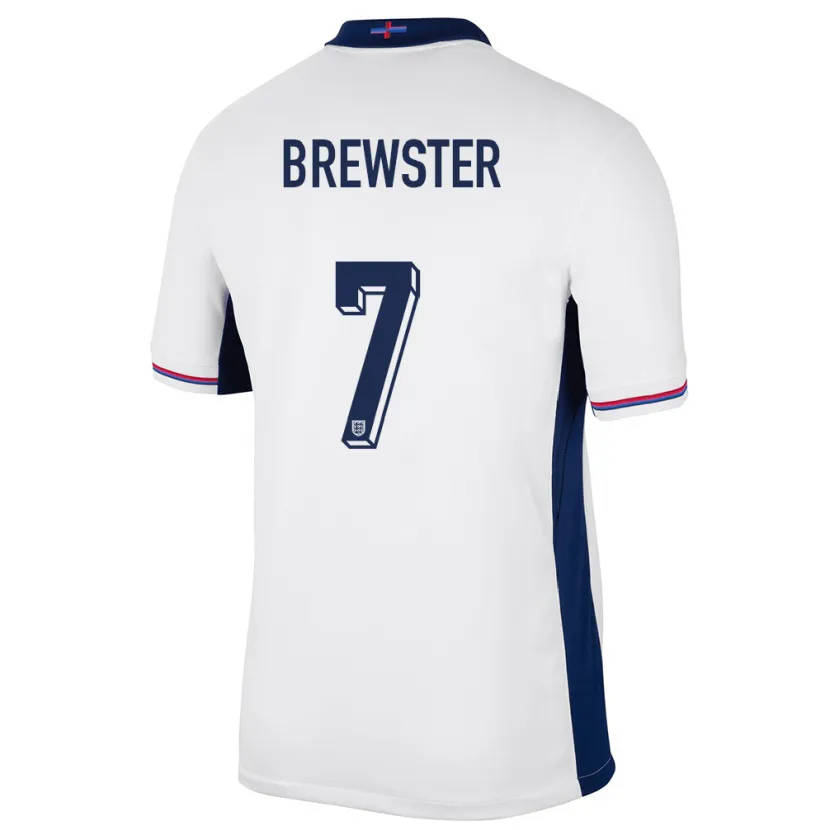 Danxen Donna Maglia Inghilterra Rhian Brewster #7 Bianco Kit Gara Home 24-26 Maglietta