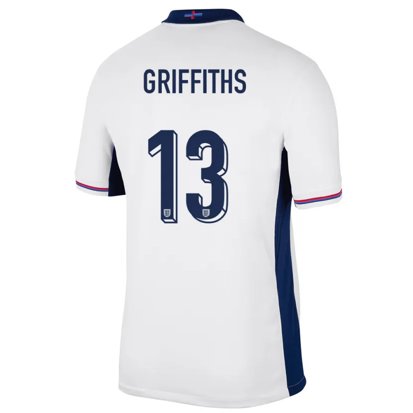 Danxen Donna Maglia Inghilterra Josh Griffiths #13 Bianco Kit Gara Home 24-26 Maglietta