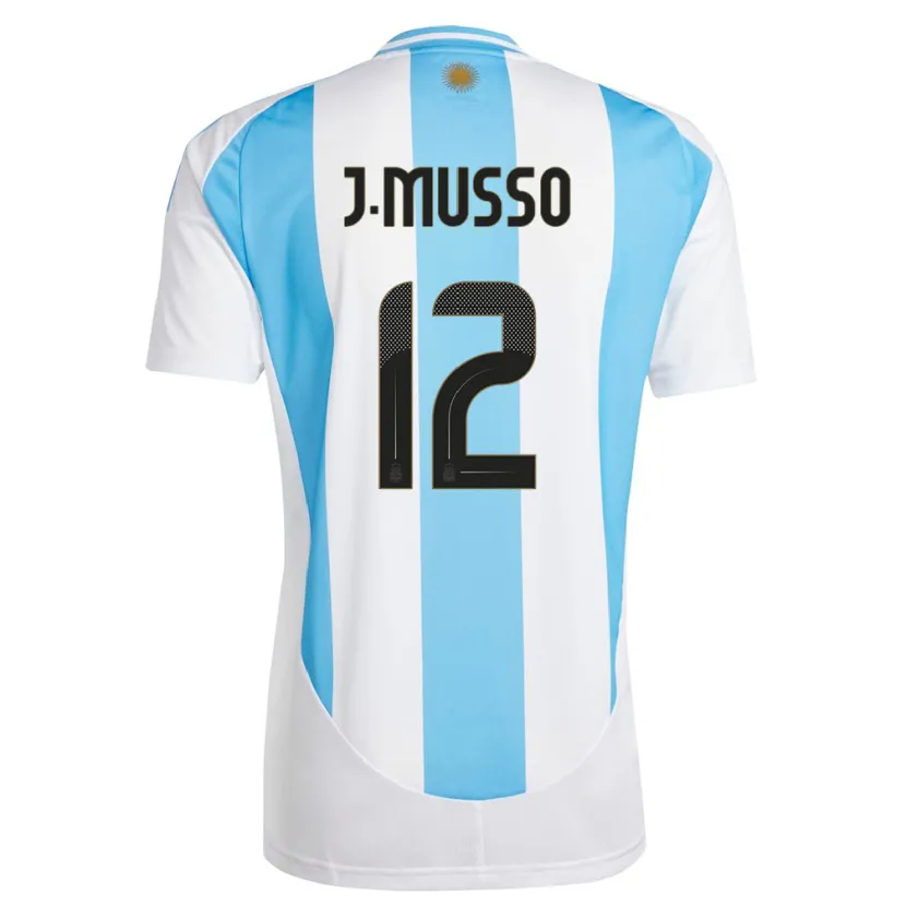 Danxen Donna Maglia Argentina Juan Musso #12 Bianco Blu Kit Gara Home 24-26 Maglietta