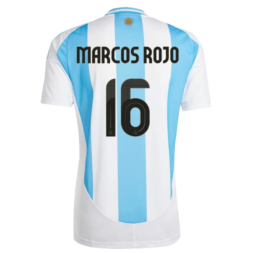 Danxen Donna Maglia Argentina Marcos Rojo #16 Bianco Blu Kit Gara Home 24-26 Maglietta
