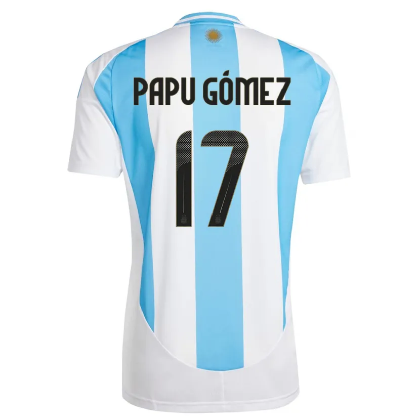 Danxen Donna Maglia Argentina Papu Gomez #17 Bianco Blu Kit Gara Home 24-26 Maglietta
