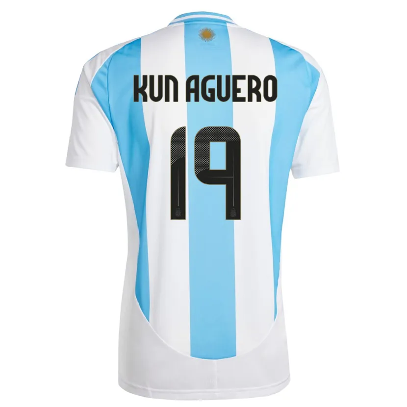 Danxen Donna Maglia Argentina Sergio Aguero #19 Bianco Blu Kit Gara Home 24-26 Maglietta