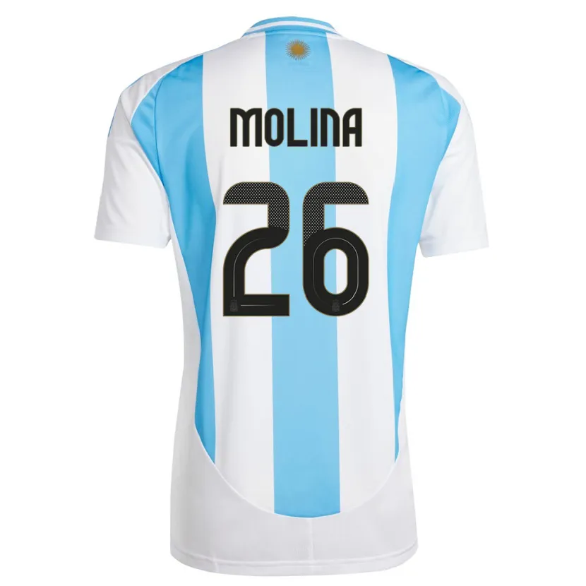 Danxen Donna Maglia Argentina Nahuel Molina #26 Bianco Blu Kit Gara Home 24-26 Maglietta