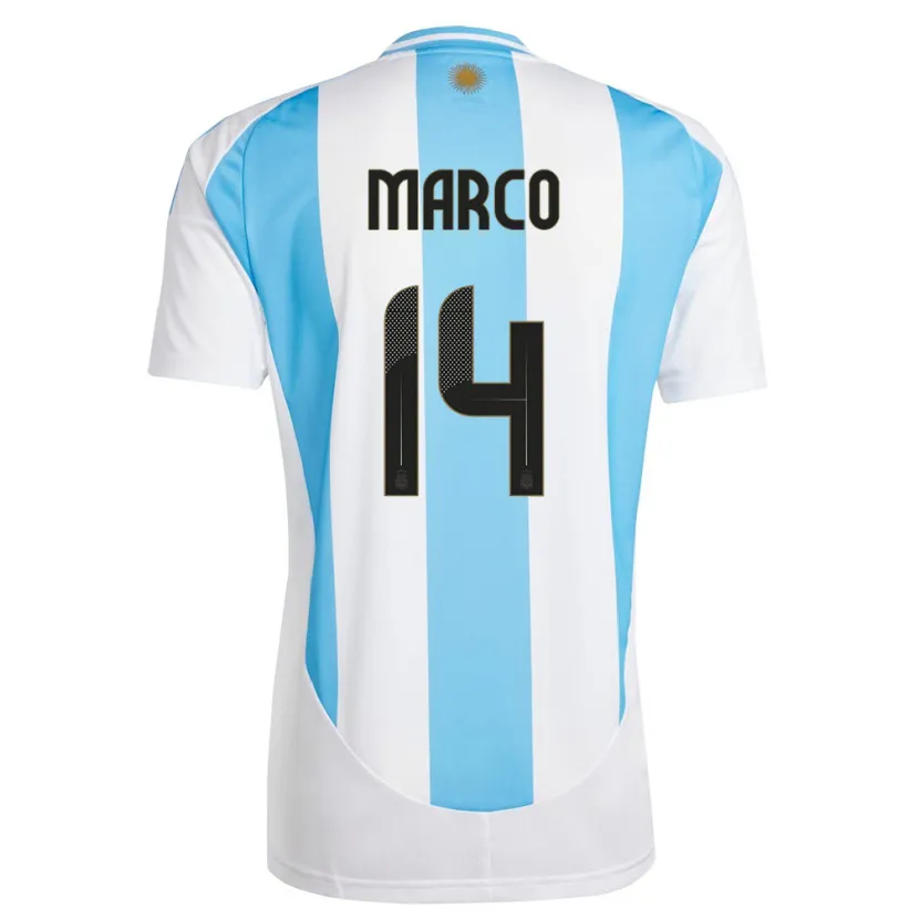 Danxen Donna Maglia Argentina Francisco Marco #14 Bianco Blu Kit Gara Home 24-26 Maglietta