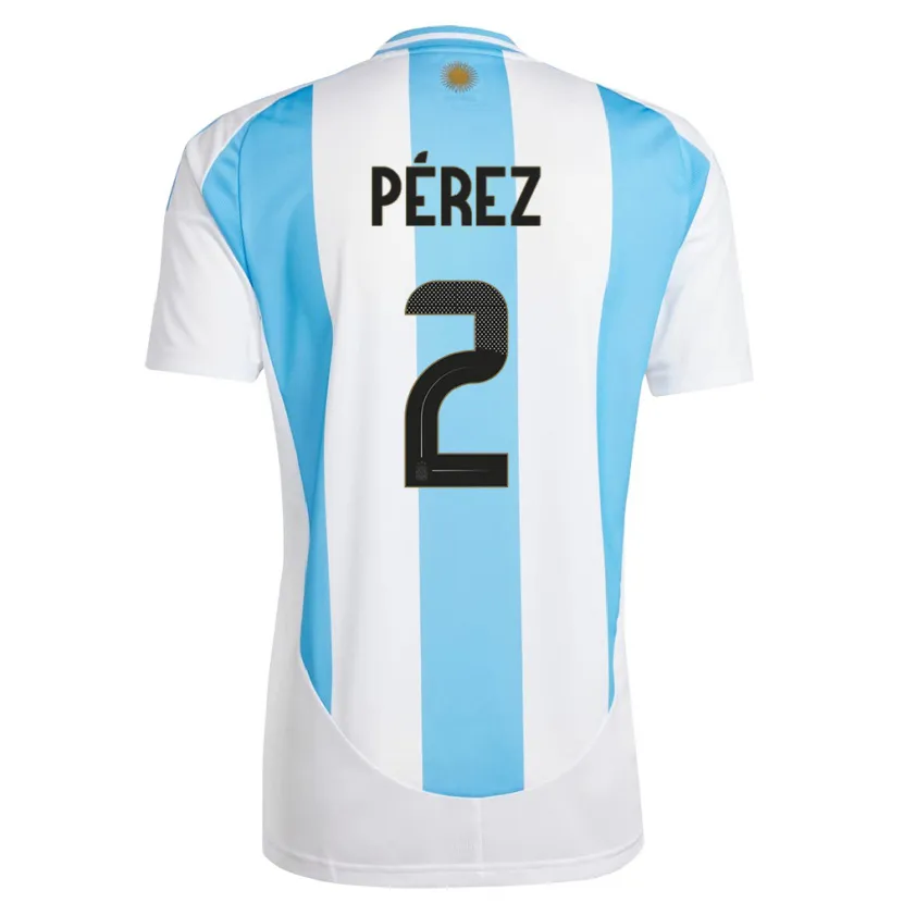 Danxen Donna Maglia Argentina Nehuen Perez #2 Bianco Blu Kit Gara Home 24-26 Maglietta