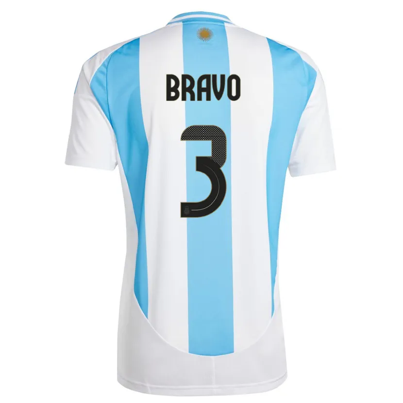 Danxen Donna Maglia Argentina Claudio Bravo #3 Bianco Blu Kit Gara Home 24-26 Maglietta