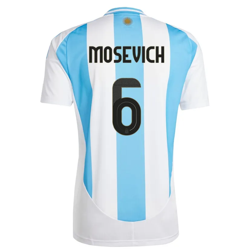 Danxen Donna Maglia Argentina Leonel Mosevich #6 Bianco Blu Kit Gara Home 24-26 Maglietta