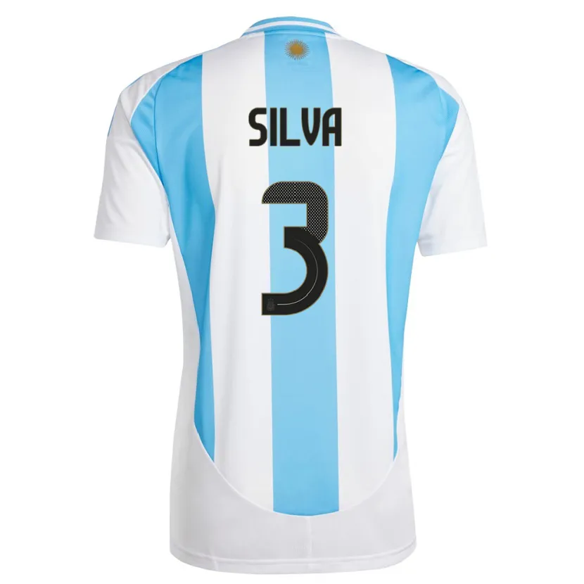Danxen Donna Maglia Argentina Tomas Silva #3 Bianco Blu Kit Gara Home 24-26 Maglietta