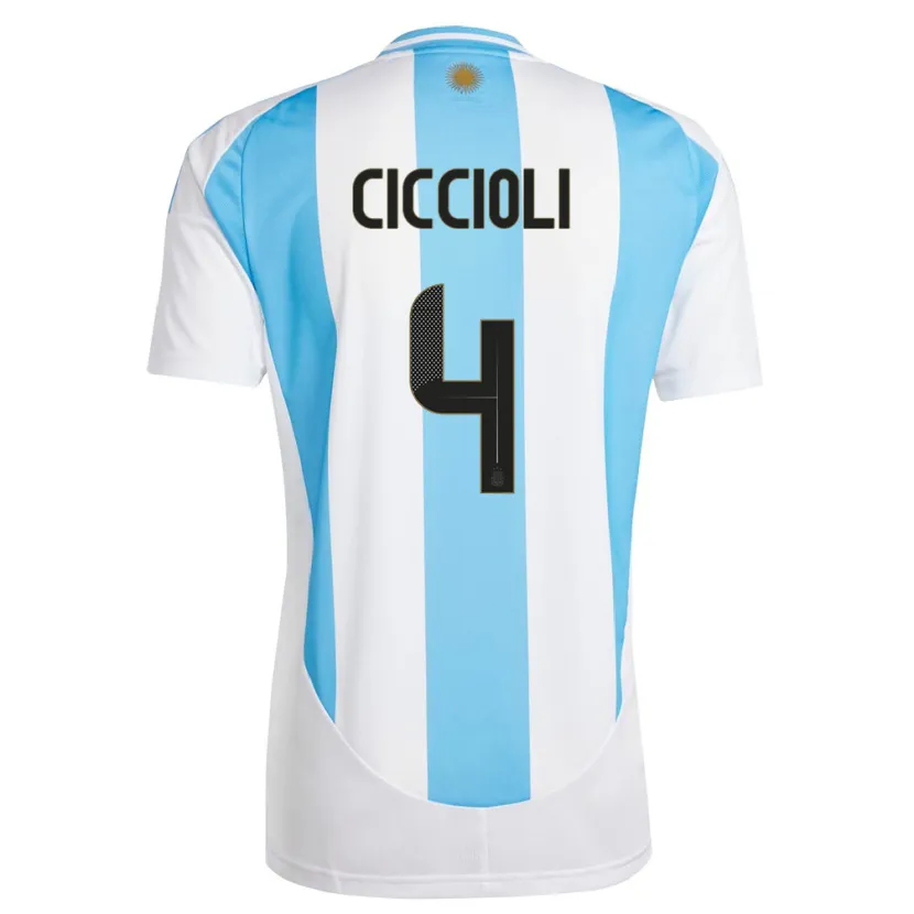 Danxen Donna Maglia Argentina Ulises Ciccioli #4 Bianco Blu Kit Gara Home 24-26 Maglietta