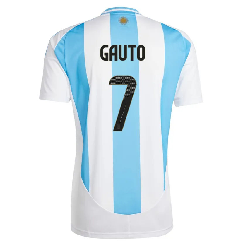 Danxen Donna Maglia Argentina Juan Gauto #7 Bianco Blu Kit Gara Home 24-26 Maglietta