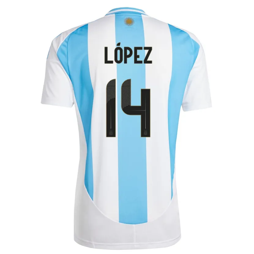 Danxen Donna Maglia Argentina Lautaro Lopez #14 Bianco Blu Kit Gara Home 24-26 Maglietta