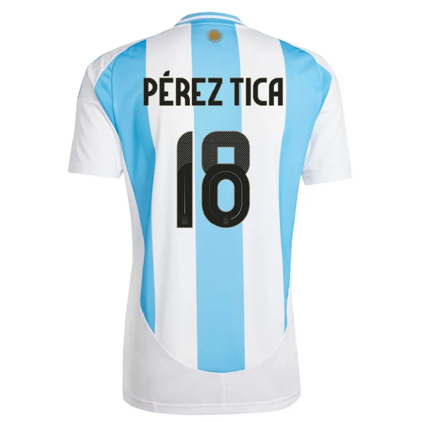 Danxen Donna Maglia Argentina Jeremias Perez Tica #18 Bianco Blu Kit Gara Home 24-26 Maglietta