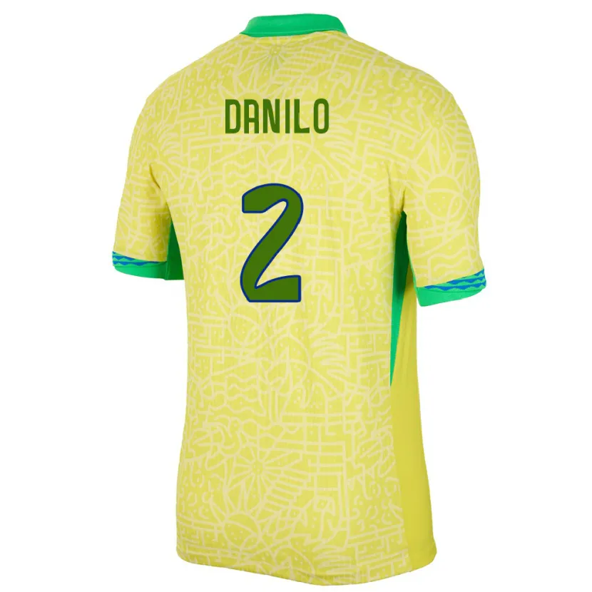 Danxen Donna Maglia Brasile Danilo #2 Giallo Kit Gara Home 24-26 Maglietta