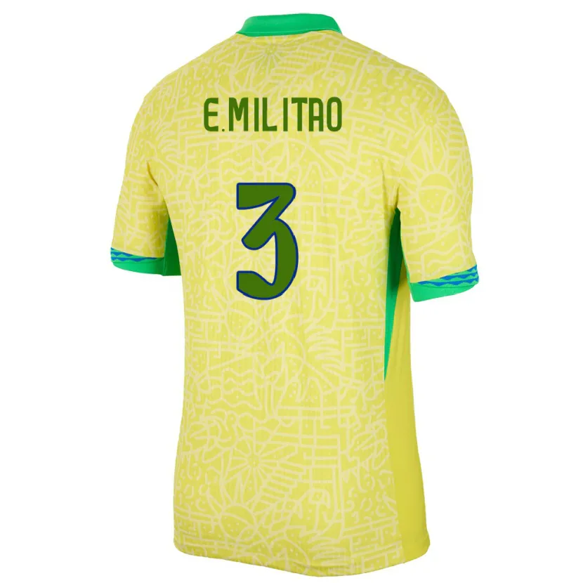 Danxen Donna Maglia Brasile Eder Militao #3 Giallo Kit Gara Home 24-26 Maglietta