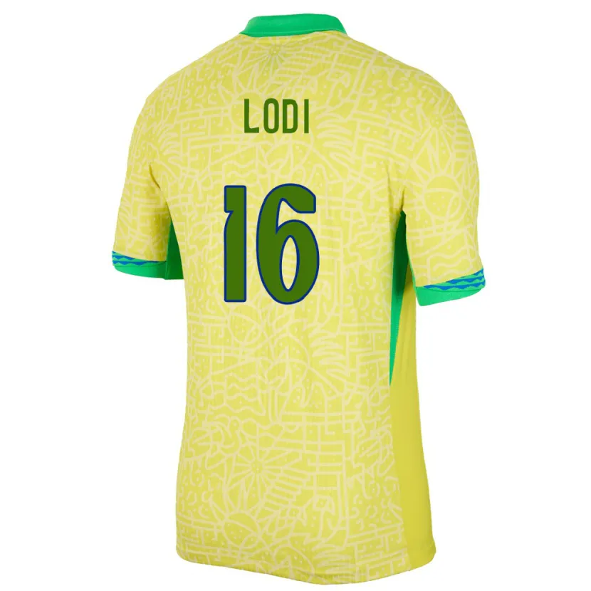Danxen Donna Maglia Brasile Renan Lodi #16 Giallo Kit Gara Home 24-26 Maglietta