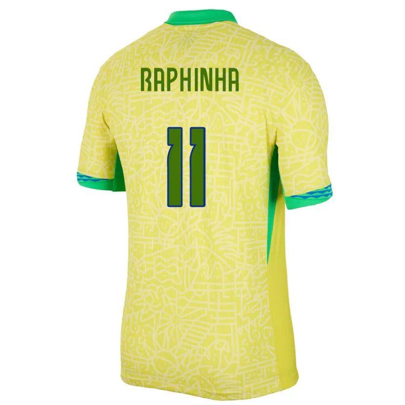 Danxen Donna Maglia Brasile Raphinha #11 Giallo Kit Gara Home 24-26 Maglietta
