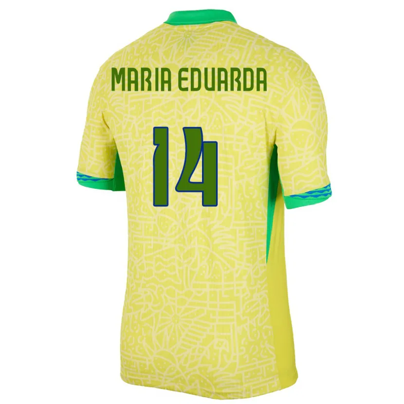 Danxen Donna Maglia Brasile Maria Eduarda #14 Giallo Kit Gara Home 24-26 Maglietta