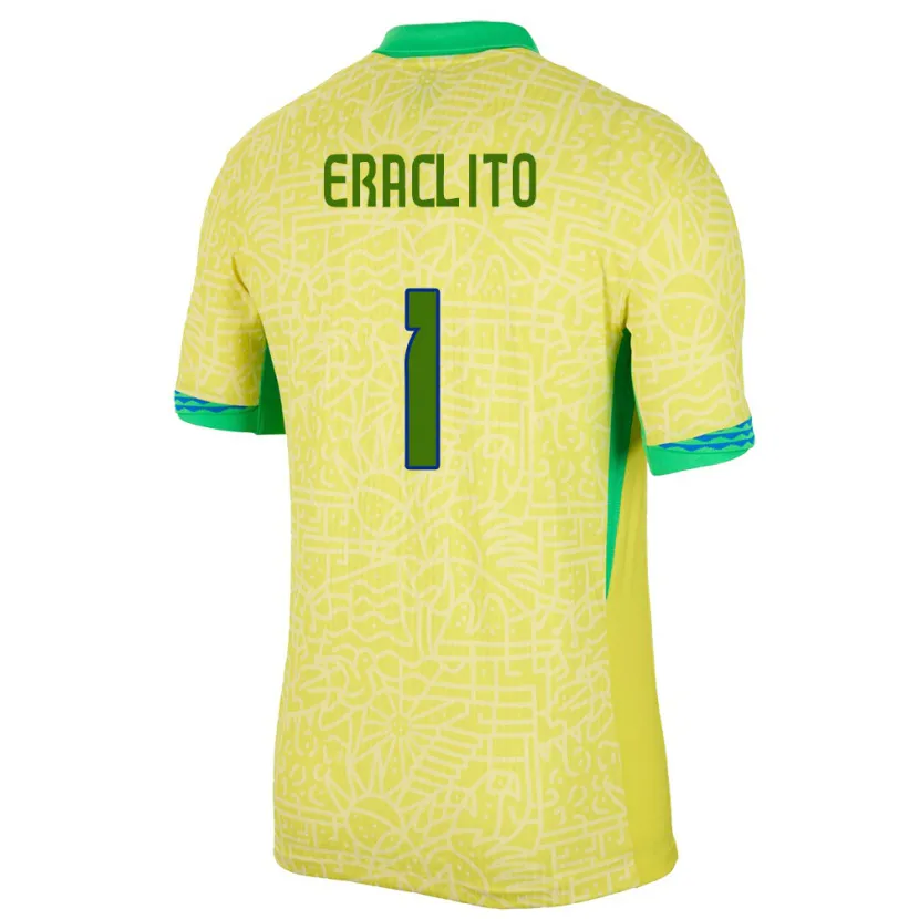 Danxen Donna Maglia Brasile Marcelo Eraclito #1 Giallo Kit Gara Home 24-26 Maglietta