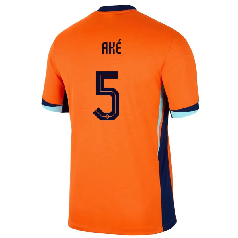Danxen Donna Maglia Paesi Bassi Nathan Ake #5 Arancia Kit Gara Home 24-26 Maglietta