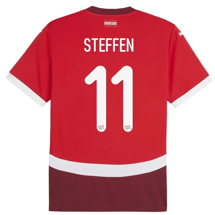 Danxen Donna Maglia Svizzera Renato Steffen #11 Rosso Kit Gara Home 24-26 Maglietta