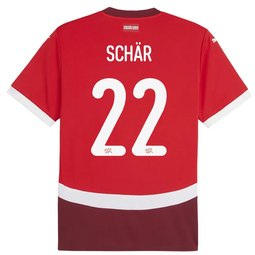 Danxen Donna Maglia Svizzera Fabian Schar #22 Rosso Kit Gara Home 24-26 Maglietta
