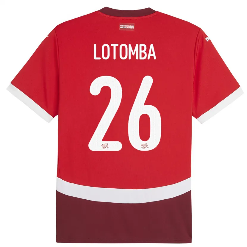 Danxen Donna Maglia Svizzera Jordan Lotomba #26 Rosso Kit Gara Home 24-26 Maglietta