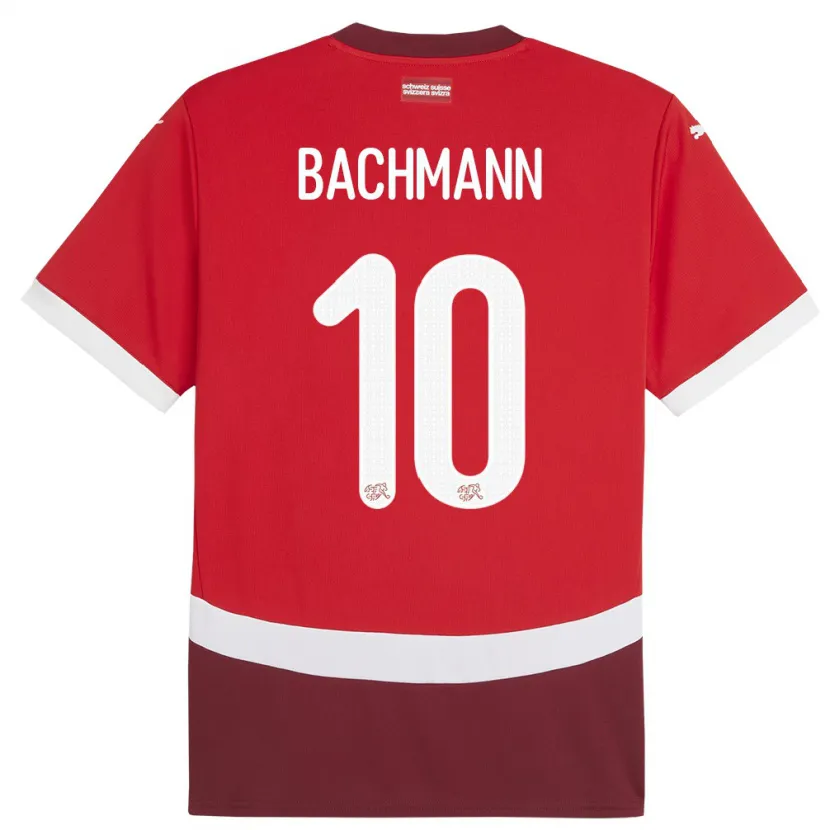 Danxen Donna Maglia Svizzera Ramona Bachmann #10 Rosso Kit Gara Home 24-26 Maglietta