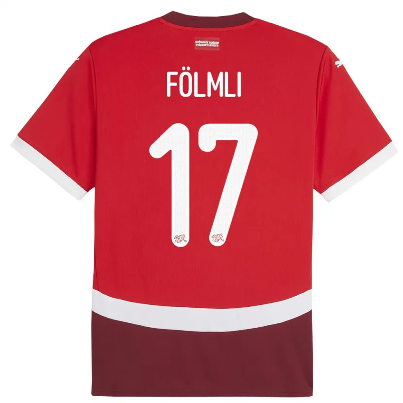 Danxen Donna Maglia Svizzera Svenja Folmli #17 Rosso Kit Gara Home 24-26 Maglietta