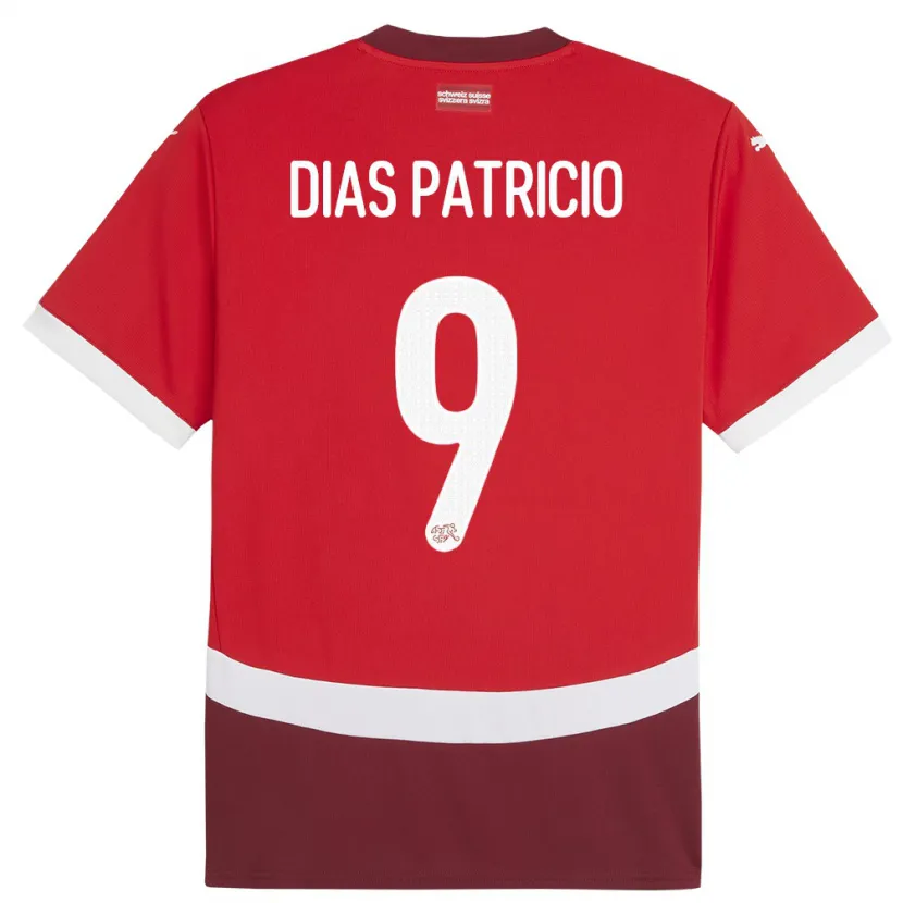Danxen Donna Maglia Svizzera Alexandre Dias Patricio #9 Rosso Kit Gara Home 24-26 Maglietta