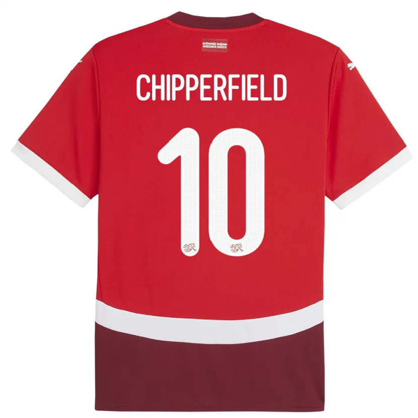 Danxen Donna Maglia Svizzera Liam Chipperfield #10 Rosso Kit Gara Home 24-26 Maglietta
