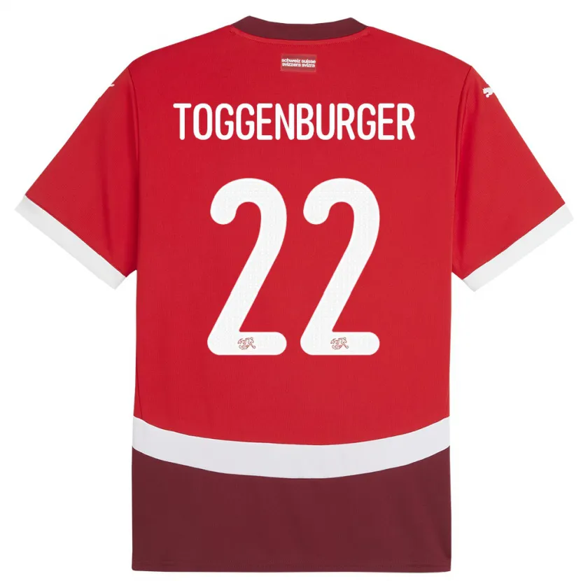 Danxen Donna Maglia Svizzera Nando Toggenburger #22 Rosso Kit Gara Home 24-26 Maglietta