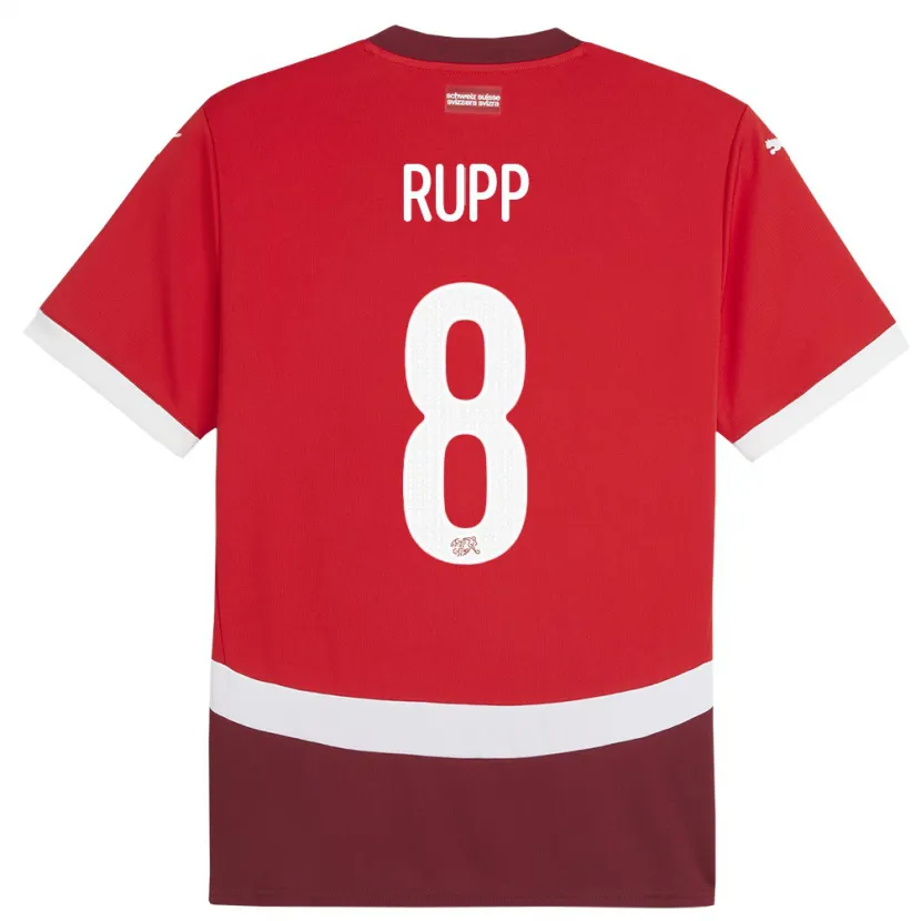 Danxen Donna Maglia Svizzera Noah Rupp #8 Rosso Kit Gara Home 24-26 Maglietta