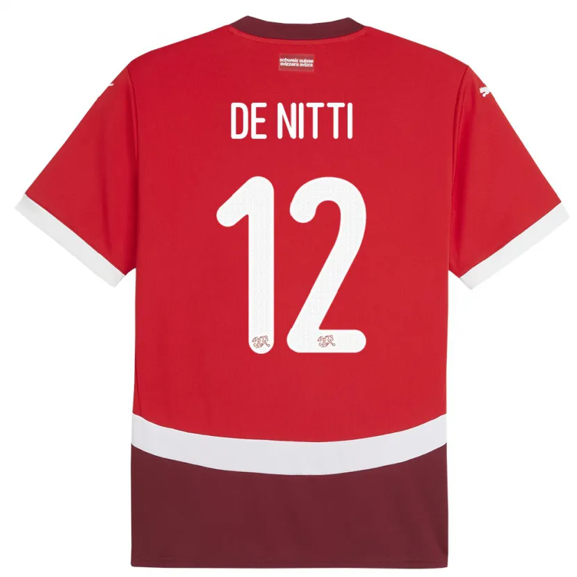 Danxen Donna Maglia Svizzera Gianni De Nitti #12 Rosso Kit Gara Home 24-26 Maglietta