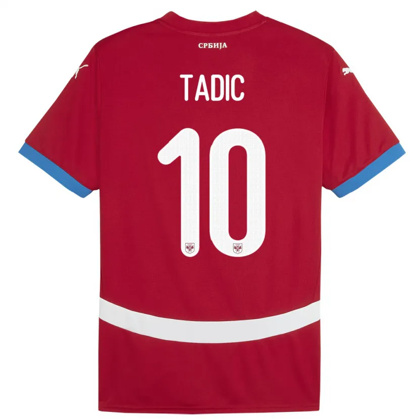 Danxen Donna Maglia Serbia Dusan Tadic #10 Rosso Kit Gara Home 24-26 Maglietta