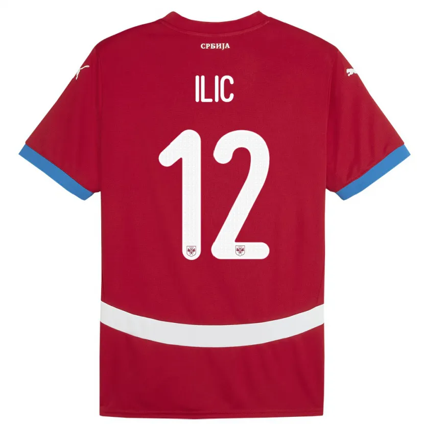 Danxen Donna Maglia Serbia Marko Ilic #12 Rosso Kit Gara Home 24-26 Maglietta