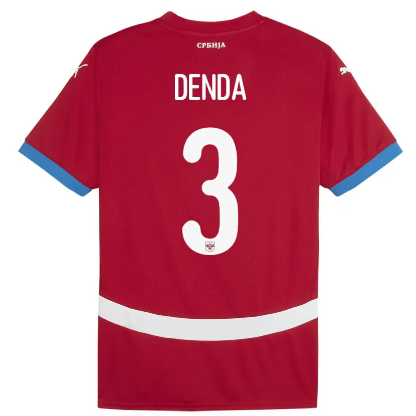 Danxen Donna Maglia Serbia Milica Denda #3 Rosso Kit Gara Home 24-26 Maglietta