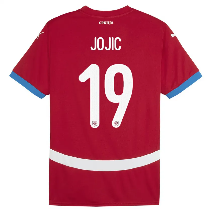 Danxen Donna Maglia Serbia Nikola Jojic #19 Rosso Kit Gara Home 24-26 Maglietta