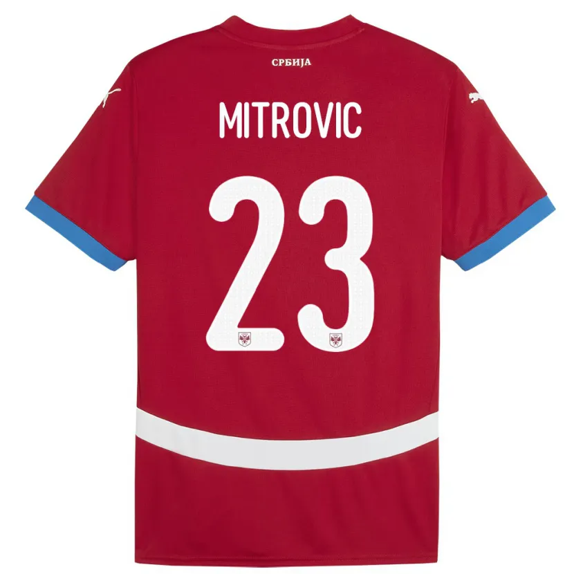Danxen Donna Maglia Serbia Vuk Mitrovic #23 Rosso Kit Gara Home 24-26 Maglietta