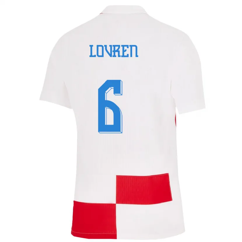 Danxen Donna Maglia Croazia Dejan Lovren #6 Bianco Rosso Kit Gara Home 24-26 Maglietta