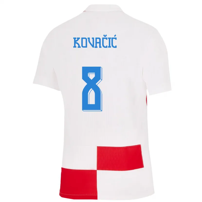 Danxen Donna Maglia Croazia Mateo Kovacic #8 Bianco Rosso Kit Gara Home 24-26 Maglietta