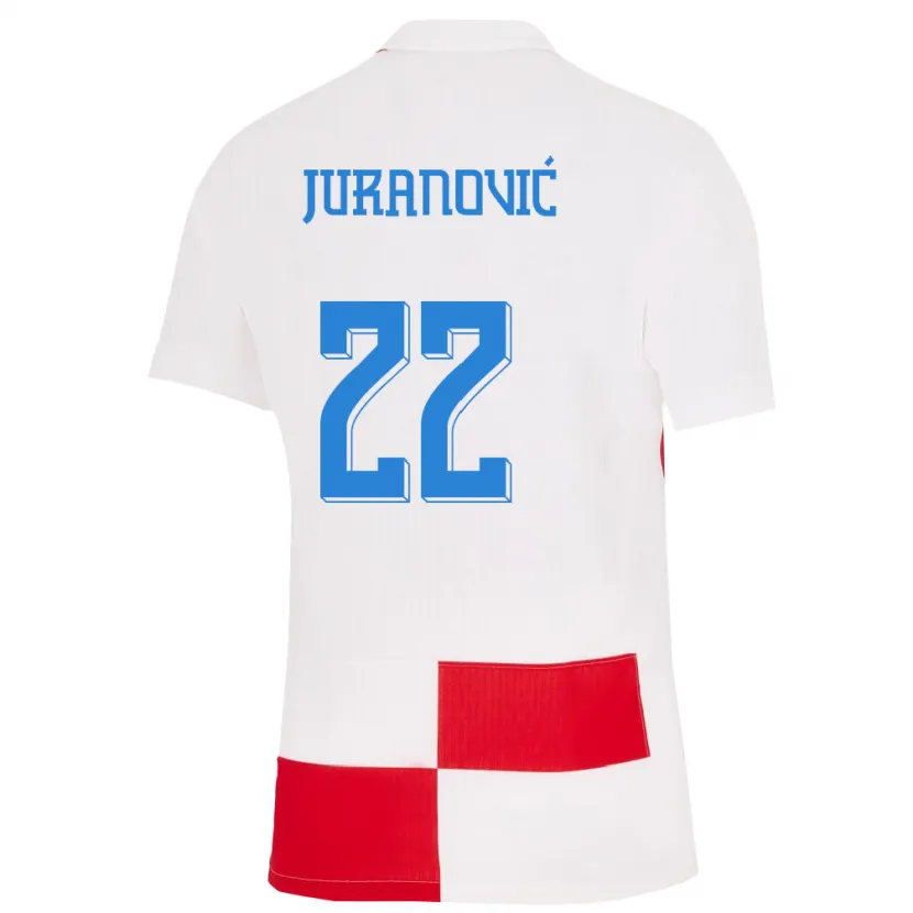 Danxen Donna Maglia Croazia Josip Juranovic #22 Bianco Rosso Kit Gara Home 24-26 Maglietta