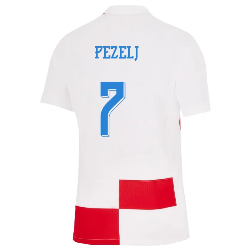 Danxen Donna Maglia Croazia Petra Pezelj #7 Bianco Rosso Kit Gara Home 24-26 Maglietta
