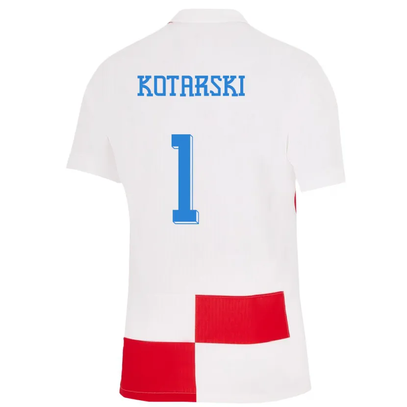 Danxen Donna Maglia Croazia Dominik Kotarski #1 Bianco Rosso Kit Gara Home 24-26 Maglietta