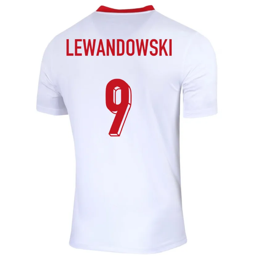 Danxen Donna Maglia Polonia Robert Lewandowski #9 Bianco Kit Gara Home 24-26 Maglietta