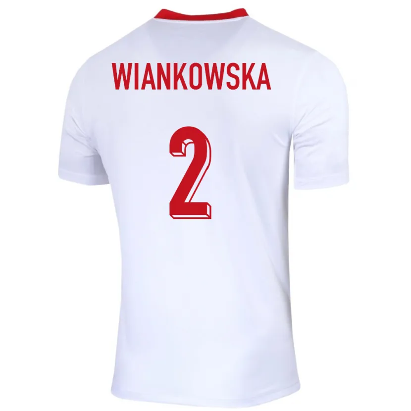 Danxen Donna Maglia Polonia Martyna Wiankowska #2 Bianco Kit Gara Home 24-26 Maglietta