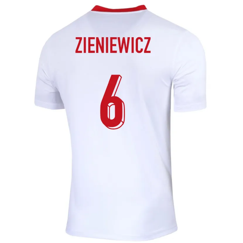 Danxen Donna Maglia Polonia Wiktoria Zieniewicz #6 Bianco Kit Gara Home 24-26 Maglietta